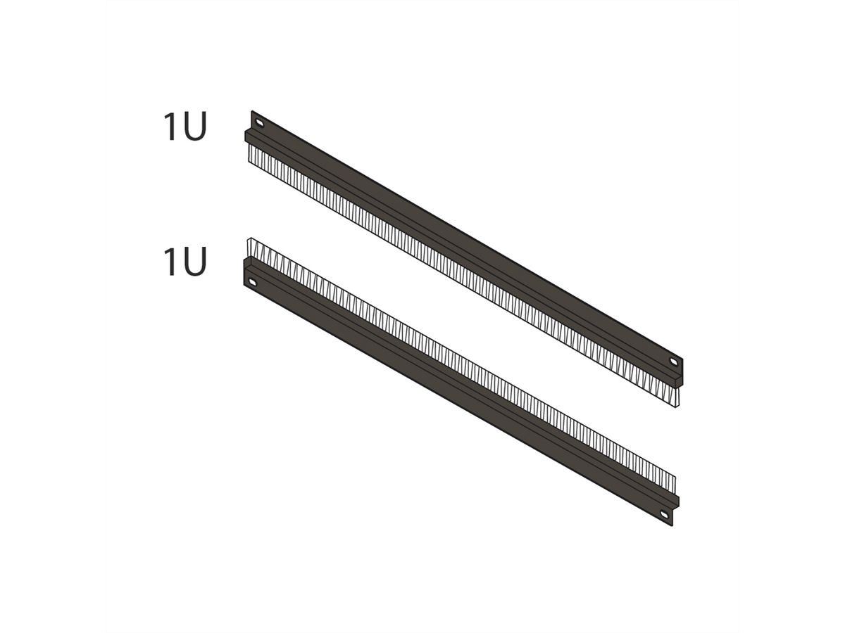 SCHROFF Passe-câbles 19" + joint balai, noir x2