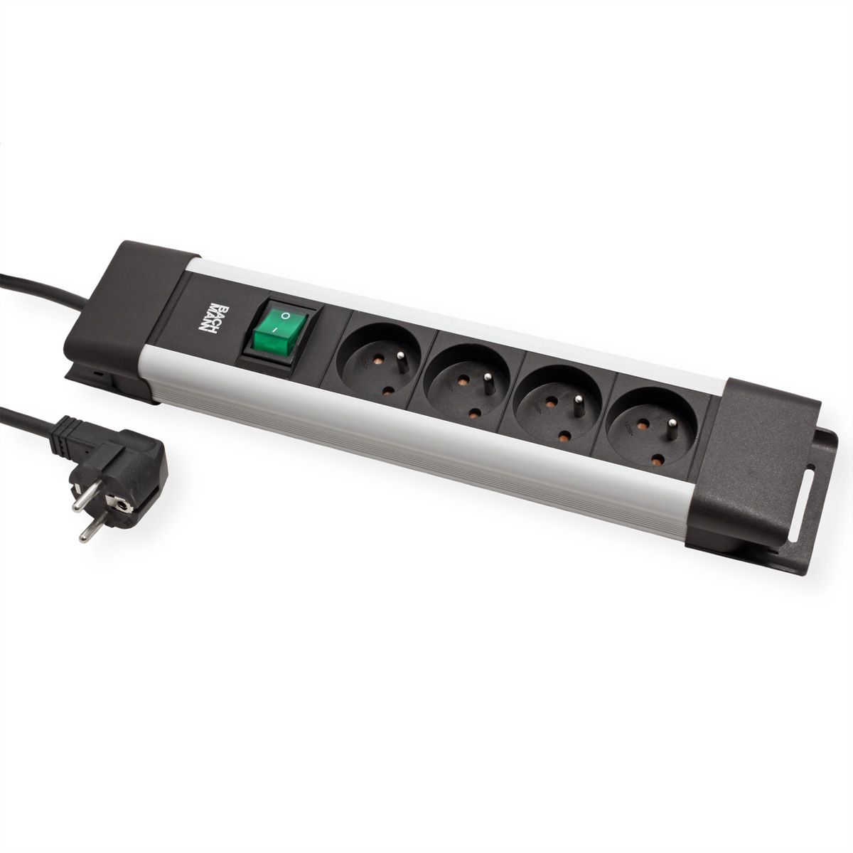 BACHMANN CONNECTUS 4xUTE , 1xinterrupteur 2,0m CEE7/7 gris