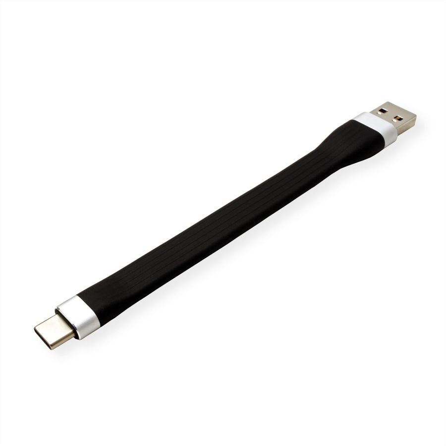 ROLINE Câble USB 3.2 Gen 1 en Silicone, A-C, M/M, noir, 11 cm