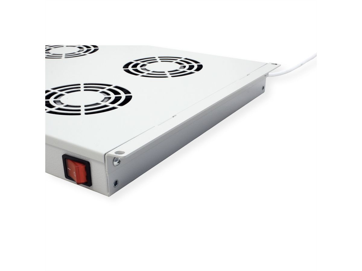 ROLINE 19" Unité de ventilation, 4 ventilateurs, Thermostat gris