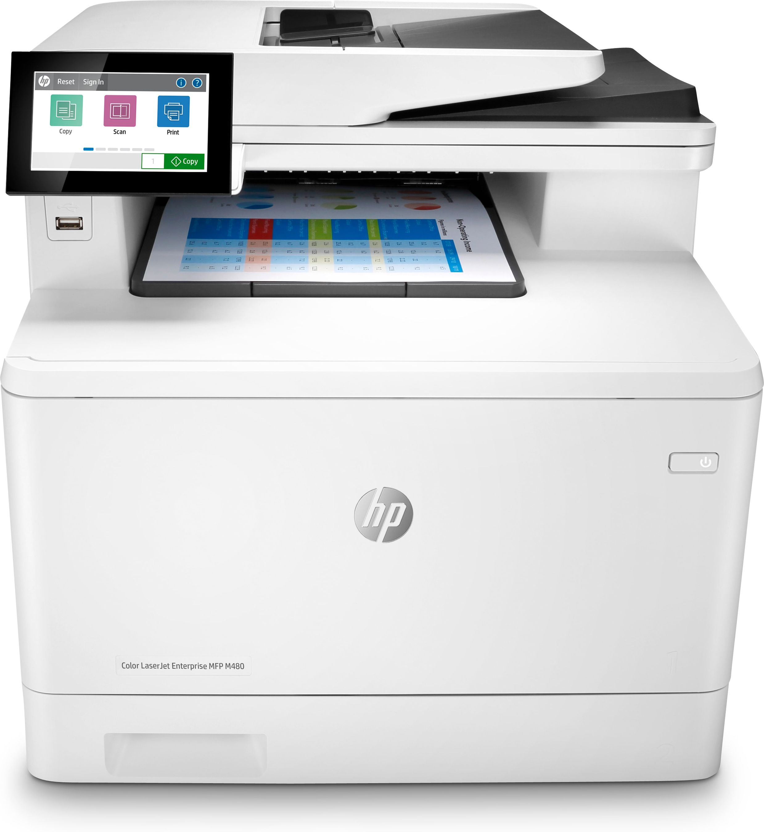 HP Color LaserJet Enterprise Imprimante multifonction couleur LaserJet Enterprise M480f, Couleur, Imprimante pour Entreprises, Impression, copie, scan, fax, Taille compacte, Sécurité renforcée; Impression recto-verso; Chargeur automatique de documents de