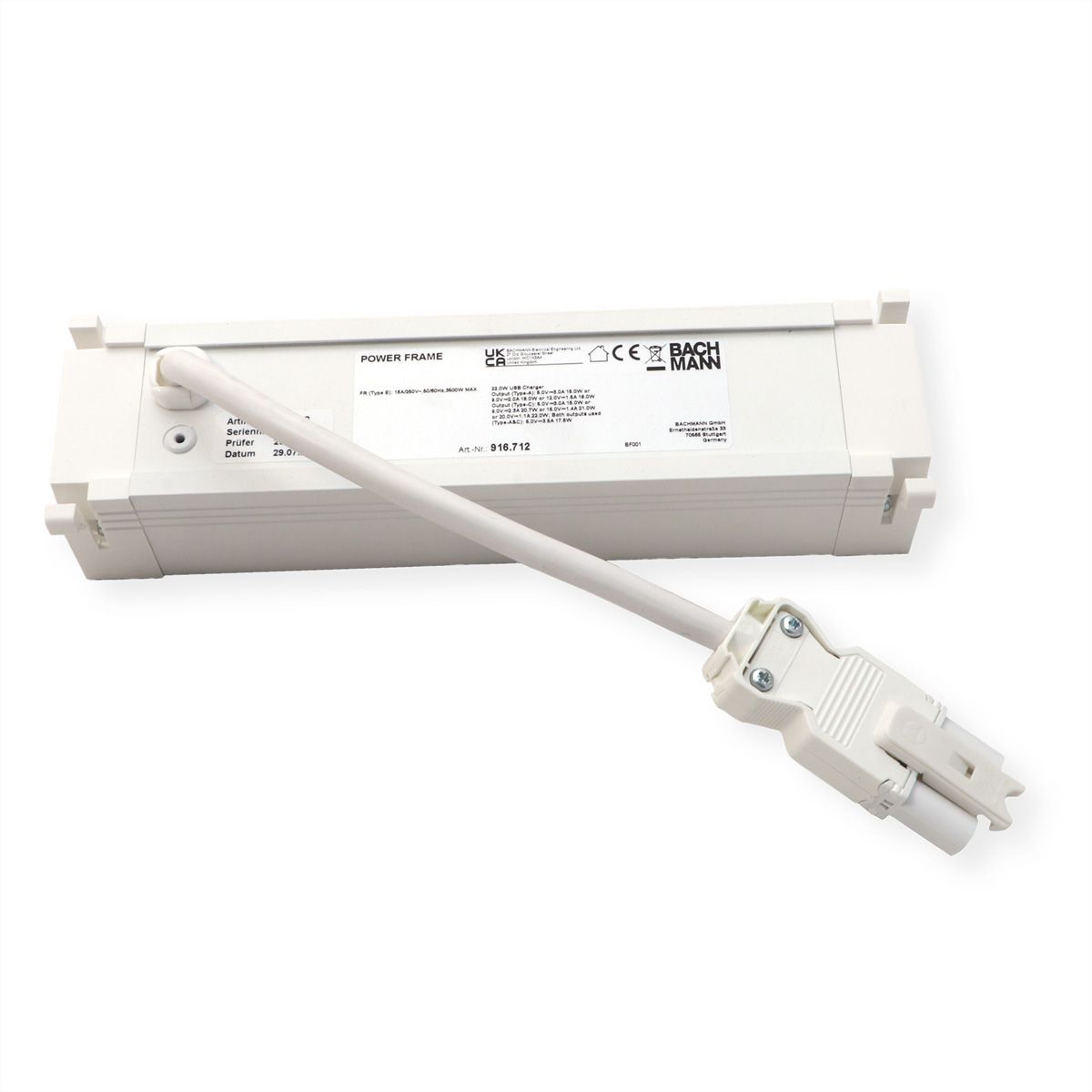 BACHMANN POWER FRAME 2xUTE 1xUSB A/C 22W 0,2m GST18