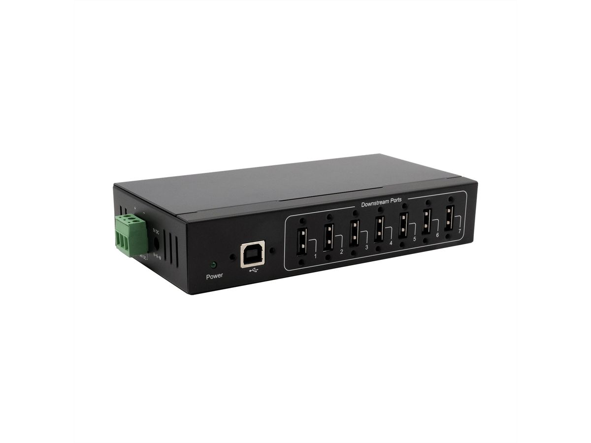 EXSYS EX-11217HMVS HUB 7 ports USB 2.0 métal avec alimentation 5V/2A Genesys Chipset