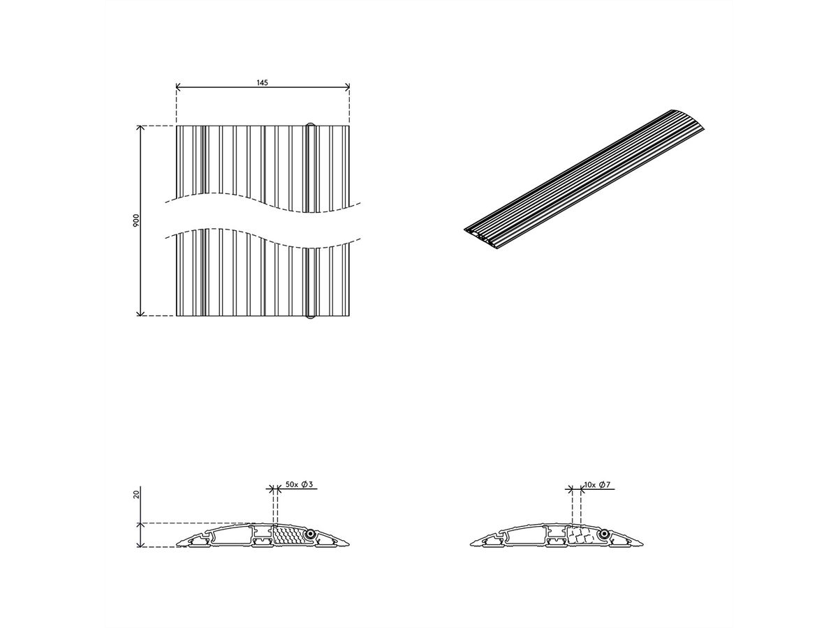 DATAFLEX Addit protège-câbles, droit 412, argent, 90 cm