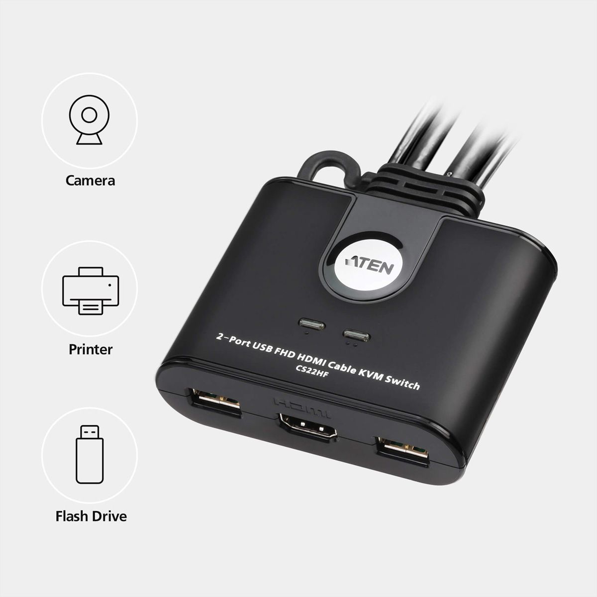 ATEN CS22HF Commutateur KVM câblé FHD HDMI à 2 ports