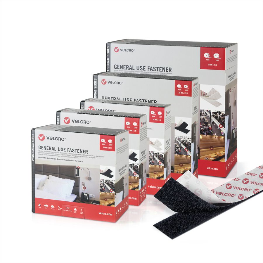 VELCRO® General Use Fixation 25m bande crochets 25m bande velours, crochets & velours 20mm blanc