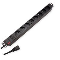 ROLINE Multiprise 19", 8 prises, 2300W, UTE, IEC320 C14 M, noir, 2 m