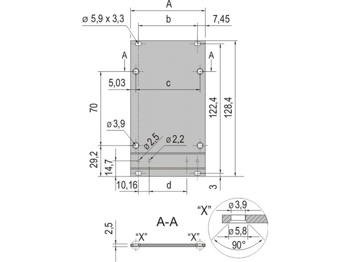 SCHROFF Unité enfichable de type cadre, face avant, non blindée, 3 U, 28 HP, 2,5 mm, alu, face avant anodisée, face arrière conductrice