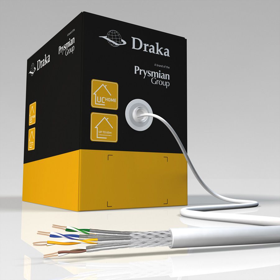 DRAKA UC HOME Cat.7 SS26 S/FTP 4P LSHF blanc, rouleau de 350m