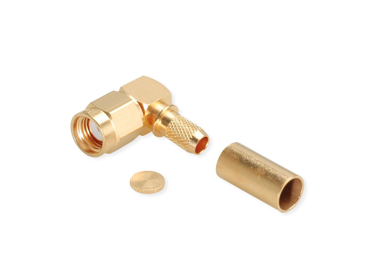 TELEGÄRTNER Connecteur R-SMA coudé, pour RG-58C/U souder/sertir