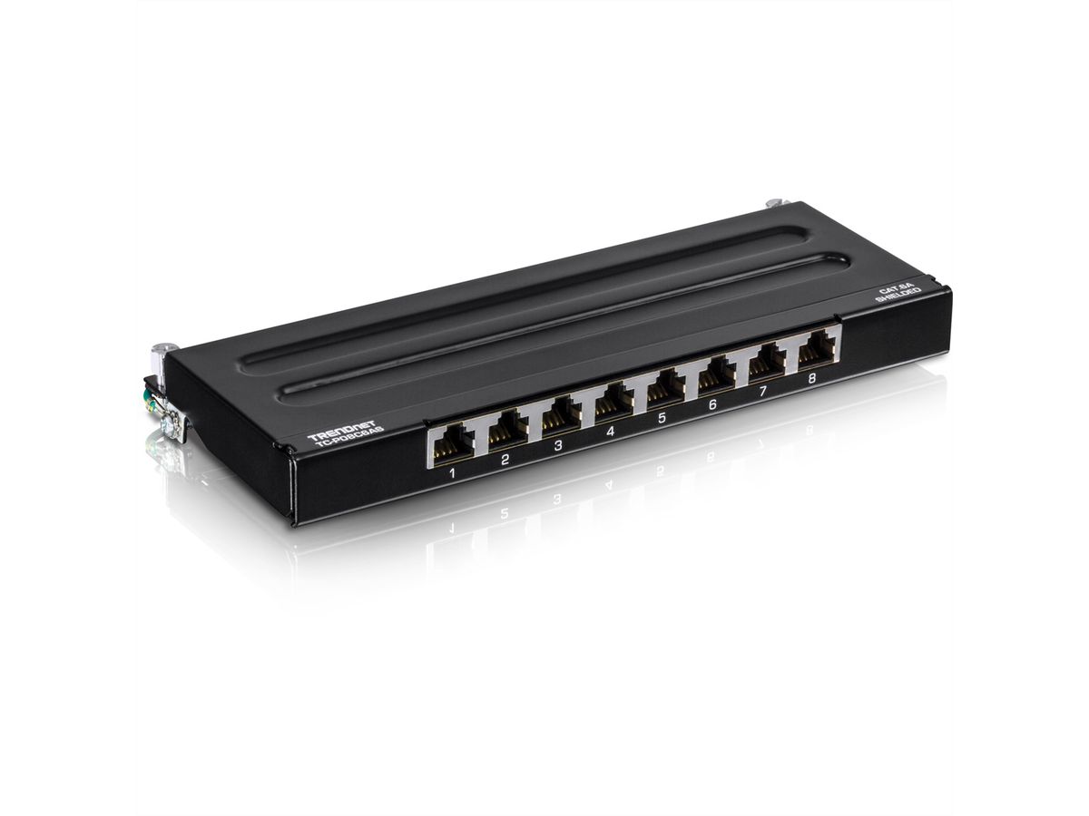 TRENDnet TC-P08C6AS Tableau de connexion renforcés à 8 ports Cat6A, avec fixation murale