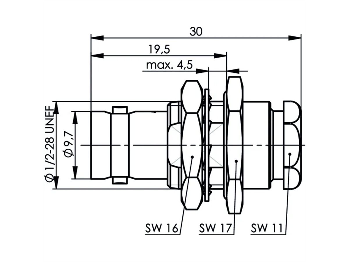 TELEGÄRTNER Douille de câble BNC 50 ohms, pour raccord à pression RG178B/U