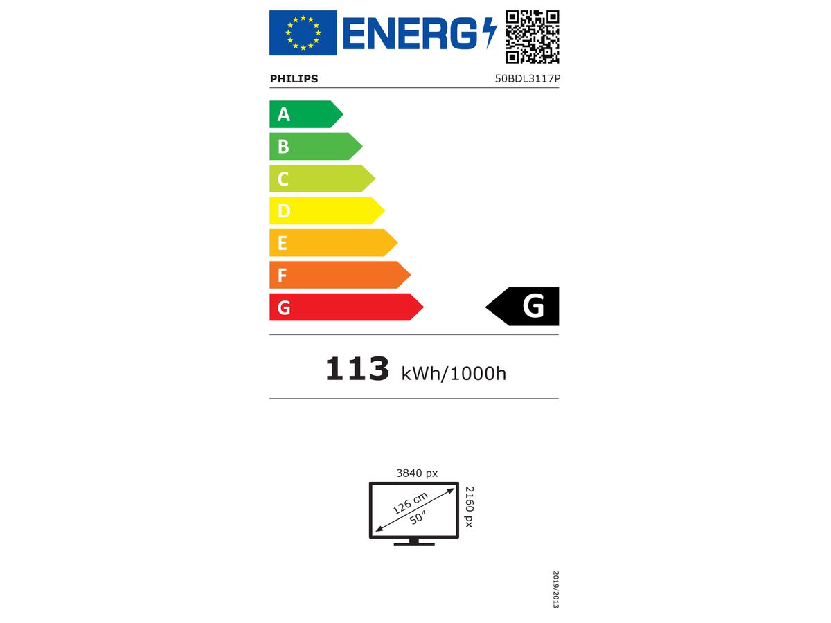 Philips 50BDL3117P/00 écran plat de PC 127 cm (50") 3840 x 2160 pixels 4K Ultra HD LCD Noir