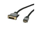ROLINE Câble pour écran DVI (24+1) - HDMI, M/M, noir/argent, 5 m