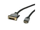 ROLINE Câble pour écran DVI (24+1) - HDMI, M/M, noir/argent, 10 m