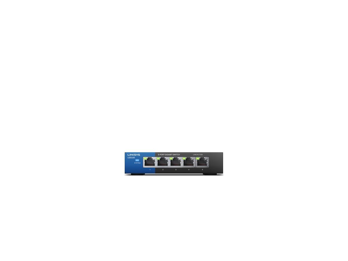Linksys LGS105 Non-géré Gigabit Ethernet (10/100/1000) Noir, Bleu