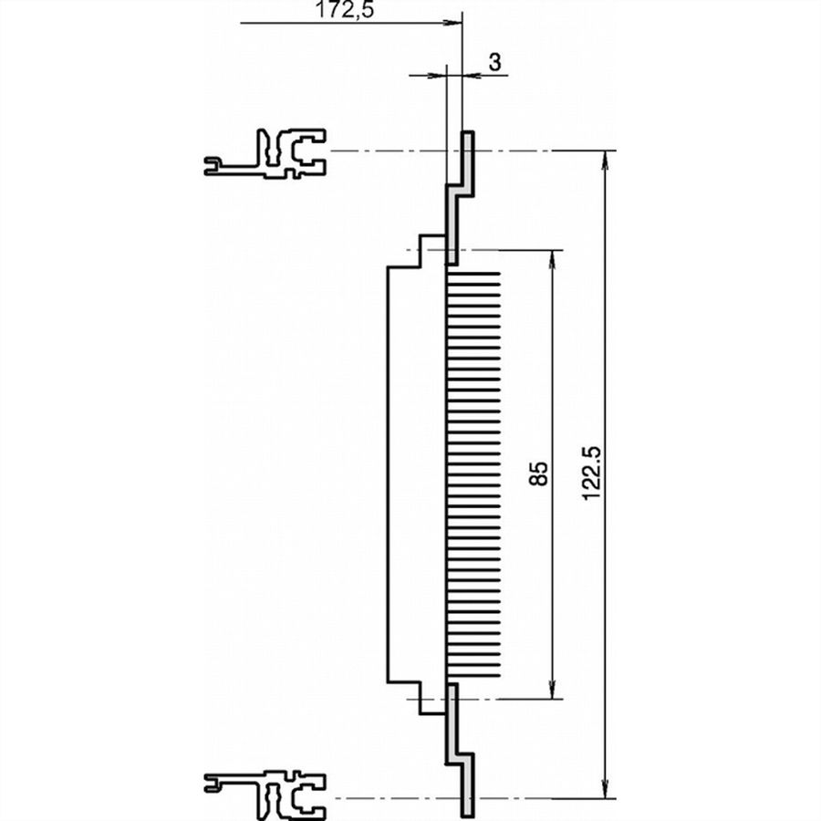 SCHROFF Rail en Z pour connecteur, DIN 41617, 31 pôles, 60 CV