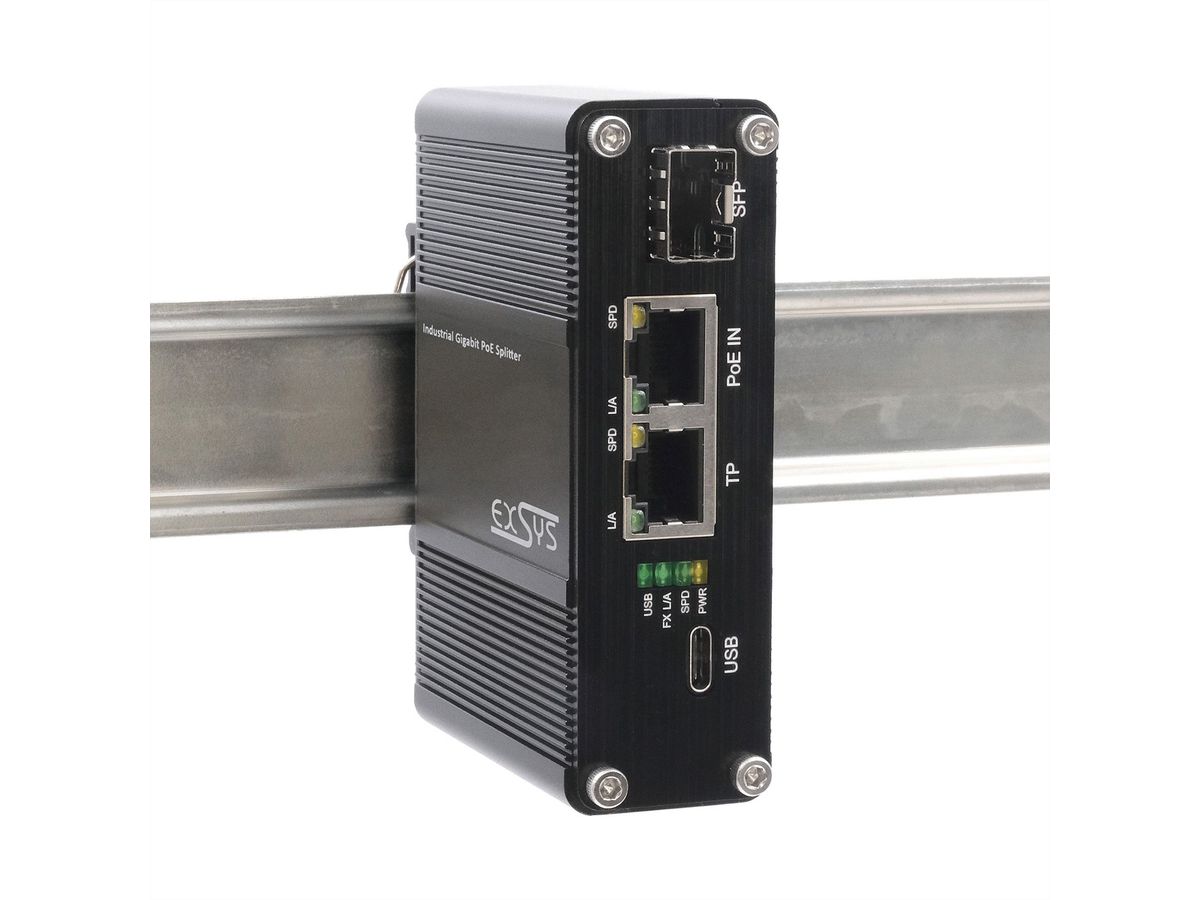 EXSYS EX-60328 Splitter Gigabit PoE++ USB-C PD 60 W, SFP, adaptateur réseau