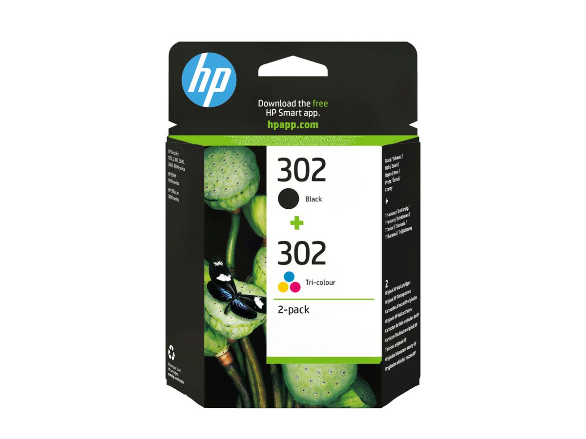HP Pack de 2 cartouches d'encre noire/3 couleurs authentiques 302