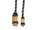 ROLINE GOLD Câble USB 2.0, type A - mini 5- broches, Retail Blister, 0,8 m