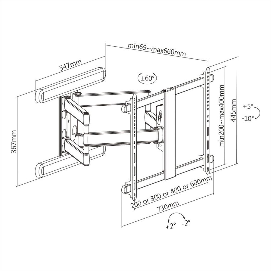 ROLINE PREMIUM Support mural pour écran LCD, jusqu'à 70 kg