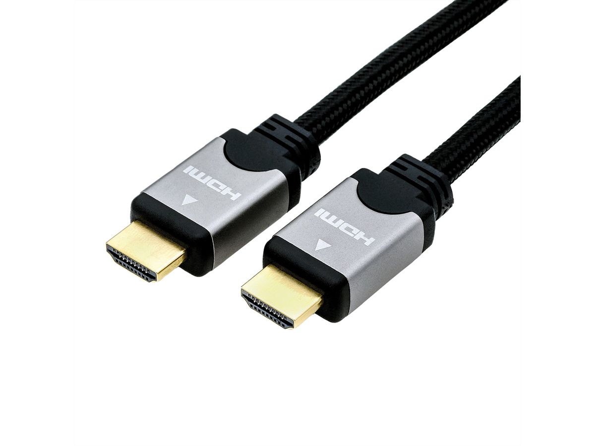 ROLINE Câble HDMI High Speed avec Ethernet, noir/argent, 2 m