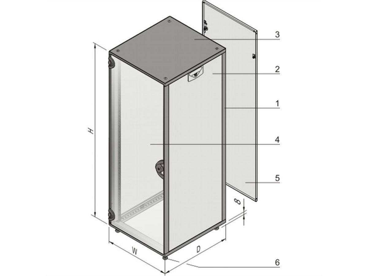 Armoire Novastar SCHROFF avec porte vitrée et panneau arrière, Slim-Line, RAL 7021, 945H 553W 600D