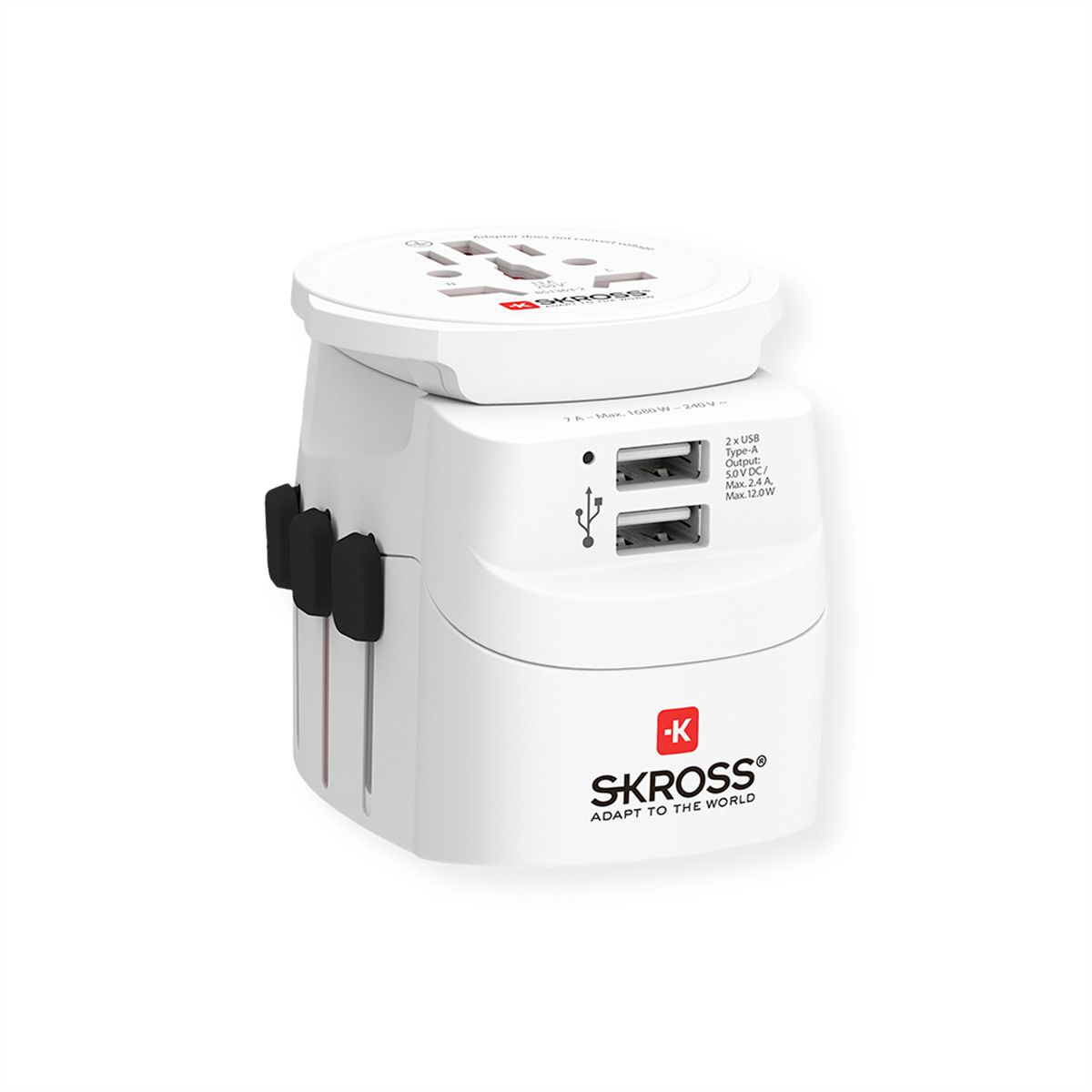 SKROSS Adaptateur de voyage PRO Light USB 2xA - Monde entier, monde