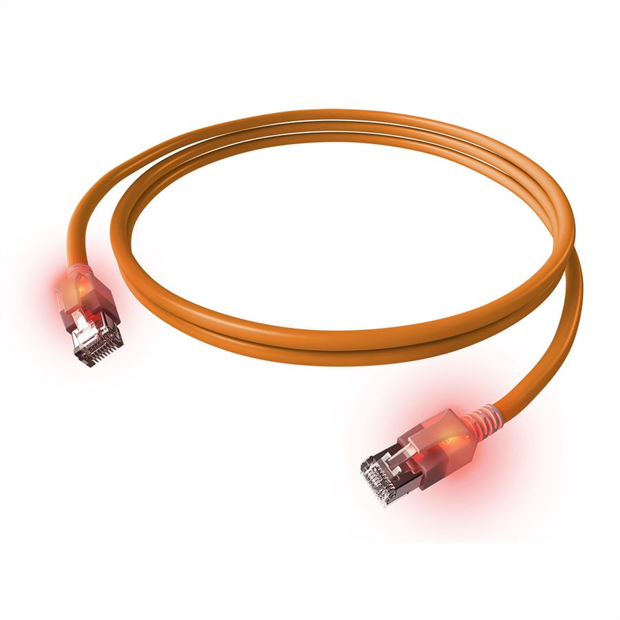 Cordon EasyLan DualBoot® LED Cat.6A (Classe EA) S/FTP, LSOH, orange, 1 m