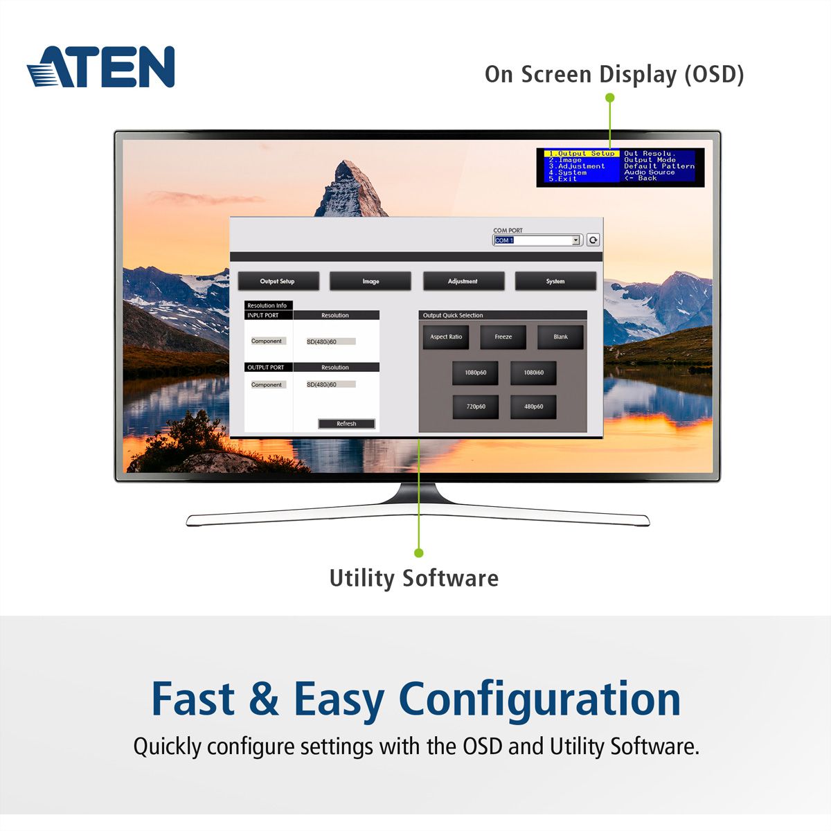 ATEN VC812 Convertisseur HDMI-VGA avec convertisseur de format d'image