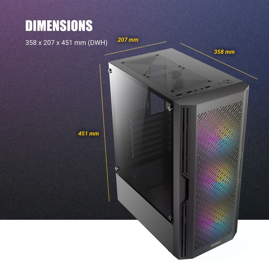 ANTEC AX20 Boîtier PC Midi Tower Gaming Noir ATX, noir