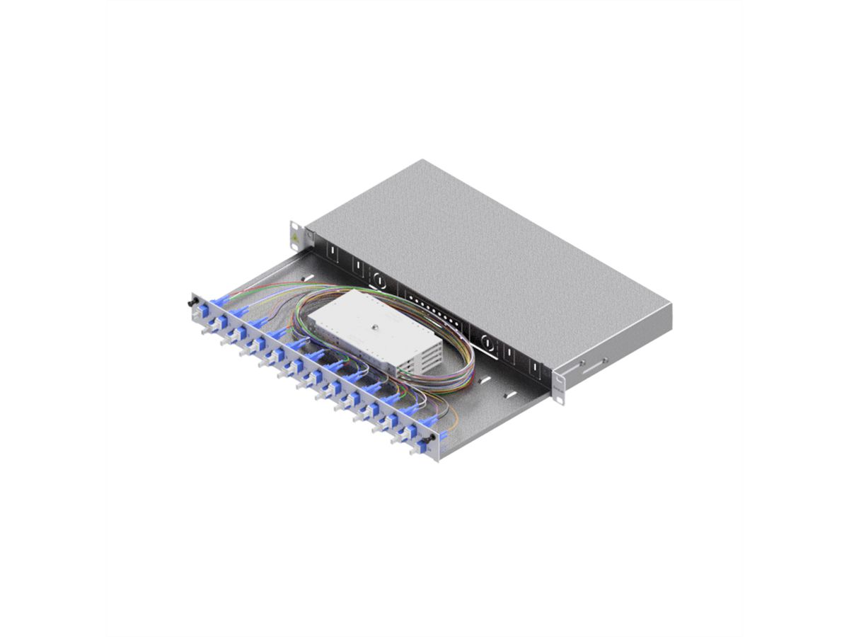 EasyLan Tiroir FO pour fusion basique catégorie C, 19" 1U, 24 ports, 24x LC-duplex, OS2