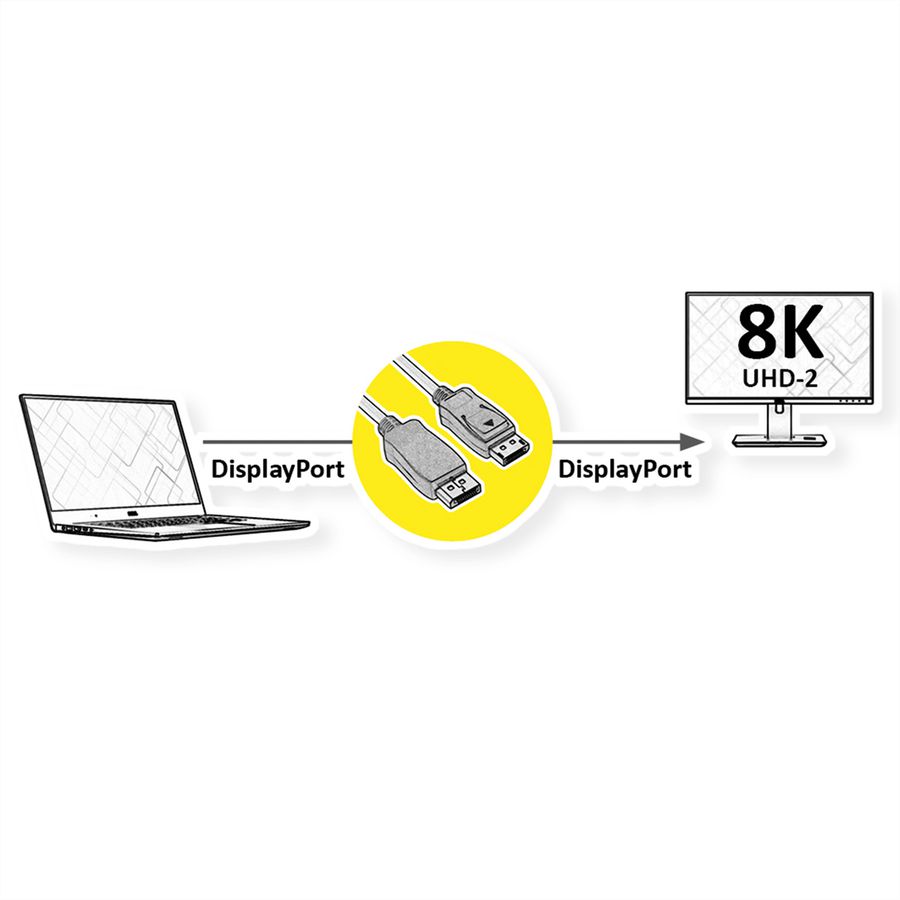 ROLINE Câble DisplayPort v2.0, DP M - DP M, noir, 5 m