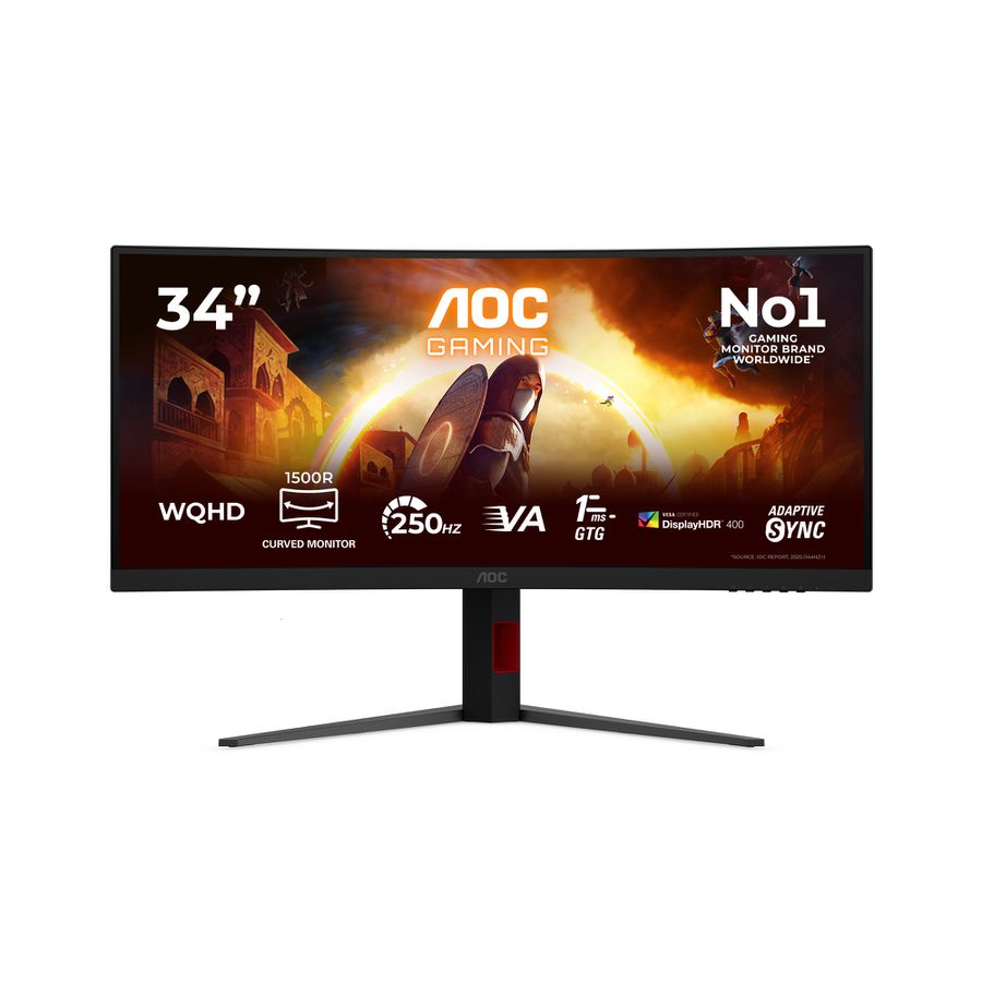 AOC G4 CU34G4ZCA écran plat de PC 86,4 cm (34") 3440 x 1440 pixels Wide Quad HD Noir, Rouge