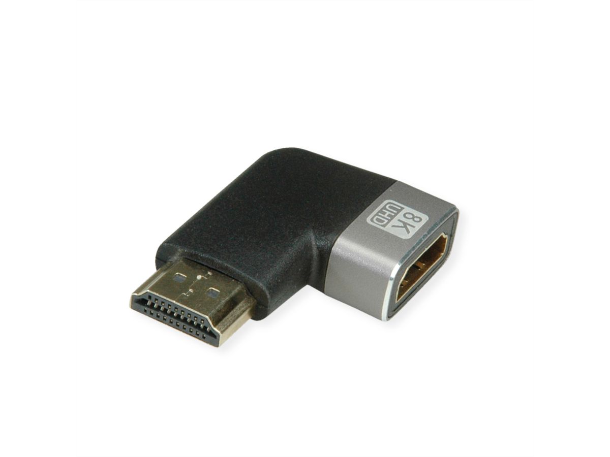 ROLINE Adaptateur HDMI, 8K, HDMI M/F, coudé à 90°