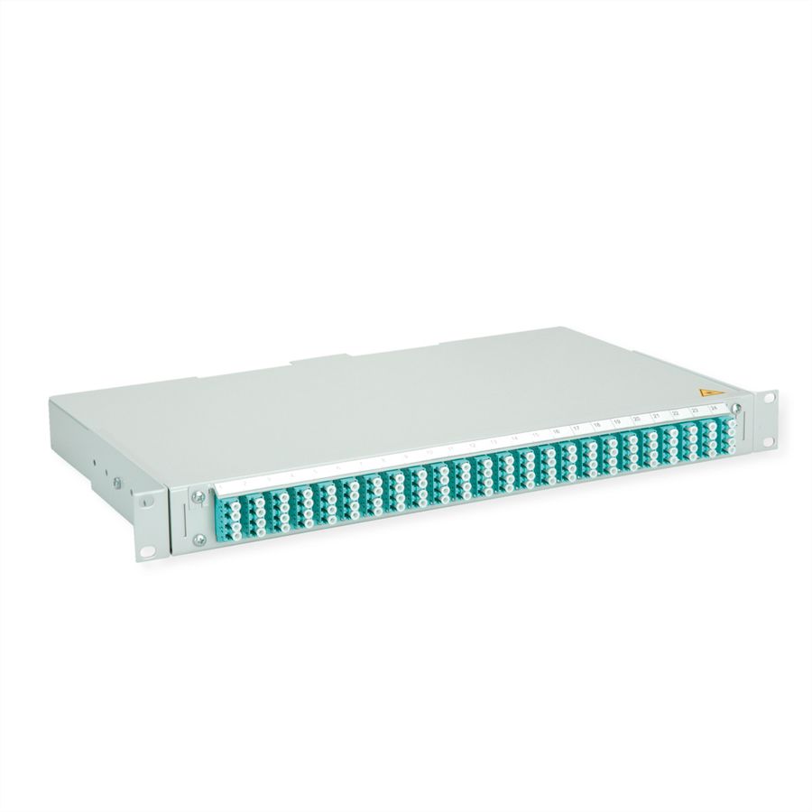 TELEGÄRTNER BASIS V Panneau fibre optique avec coupleurs & Pigtails , 24x LC Quad, turquoise, OM3