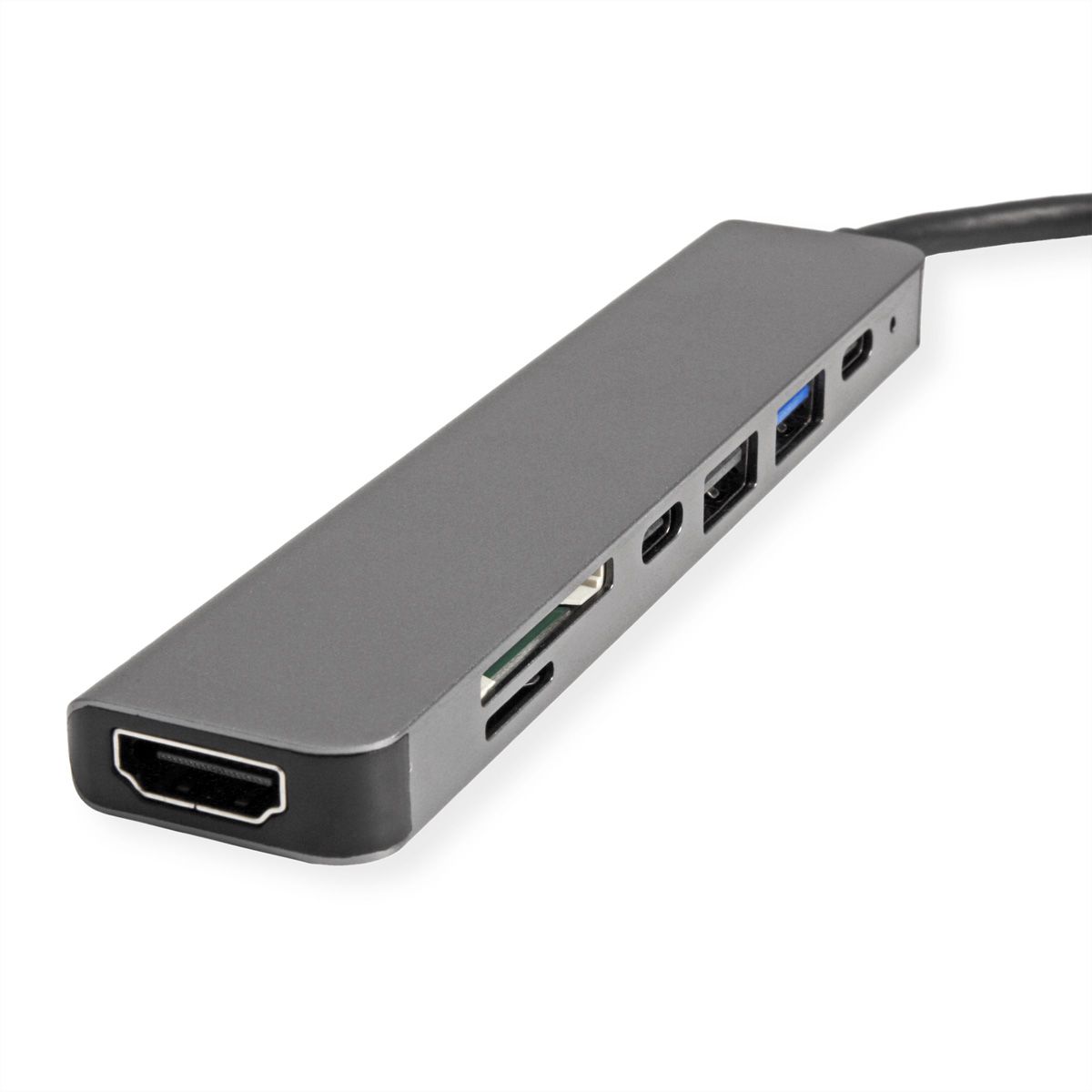 VALUE Station d'accueil USB type C, HDMI 4K60, 2x USB2.0 (A+C) + 1x USB3.2 Gen1 (A), 1x PD, 1x SD/TF