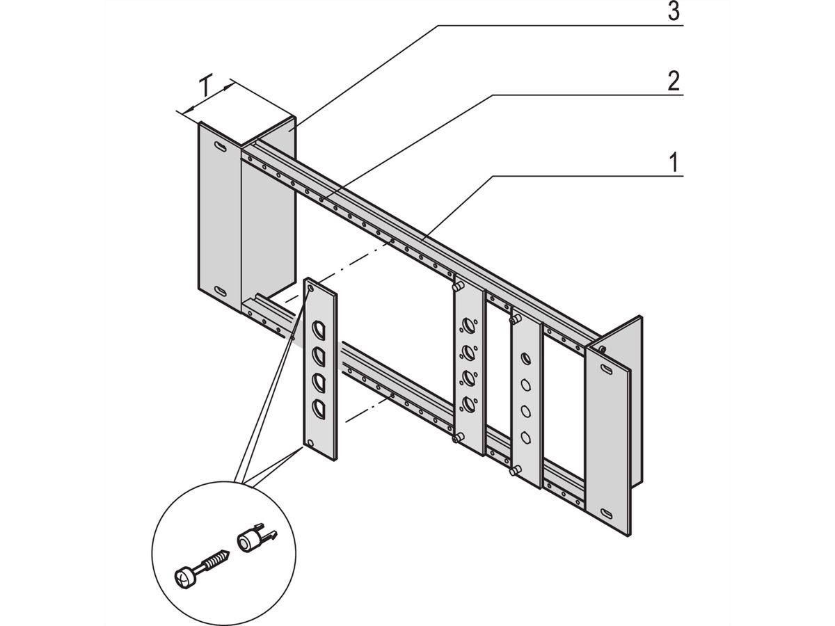 Support de module 19" SCHROFF sans décharge de traction