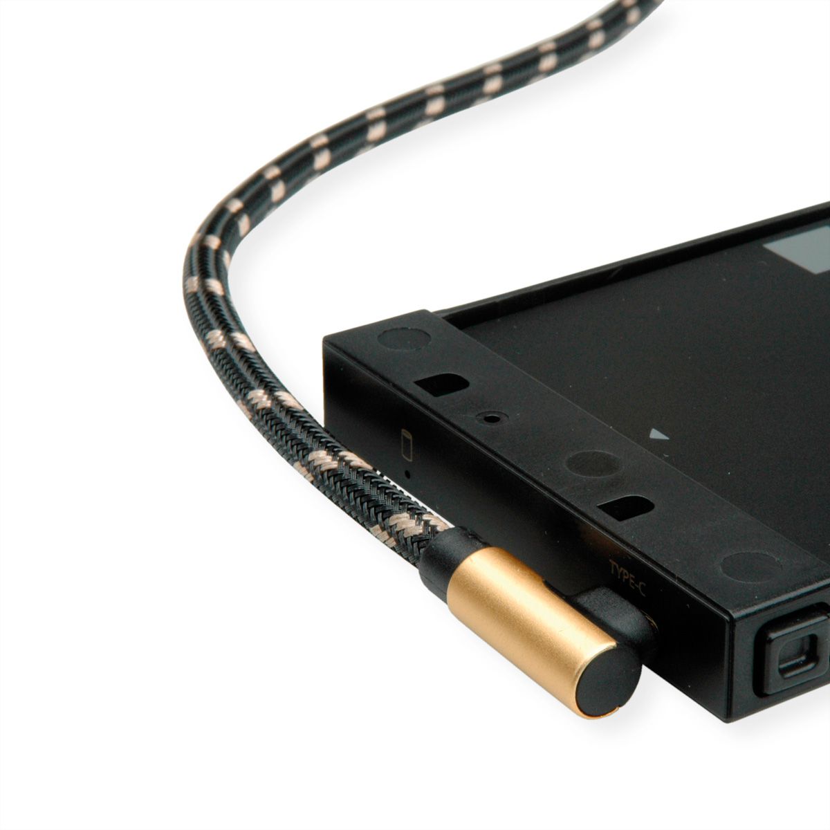 ROLINE GOLD Câble USB 2.0, USB-A mâle reversible - USB-C mâle, 90° coude, 1,8 m