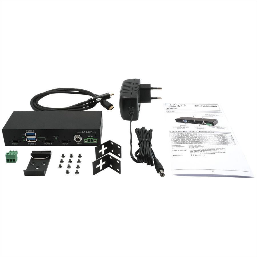 EXSYS EX-1274HMV Hub métal USB 3.2 Gen2, 4 ports