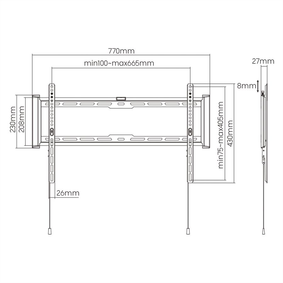 VALUE Support mural pour écran, < 75 kg, (VESA 600x400)
