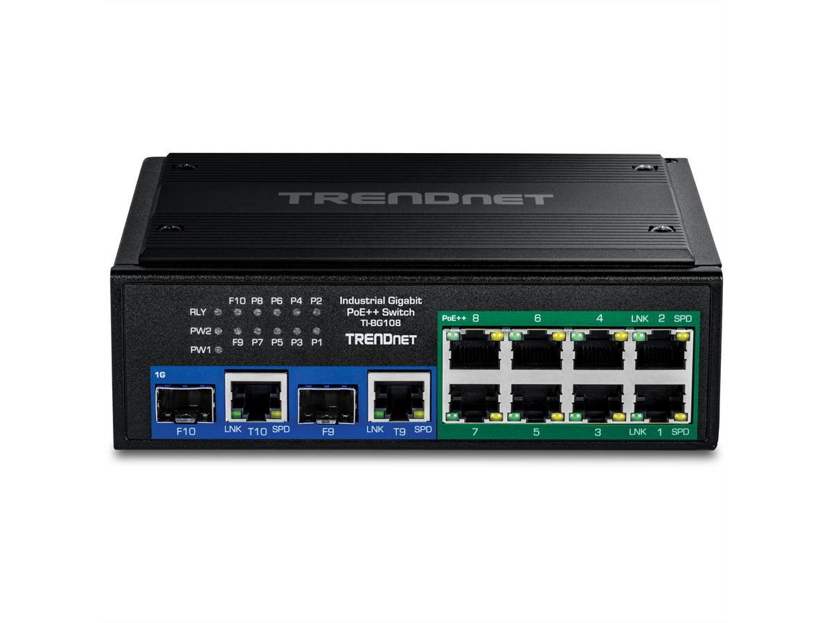 TRENDnet TI-BG108 Switch Rail DIN PoE++ 400W Gigabit industriel à 10 ports
