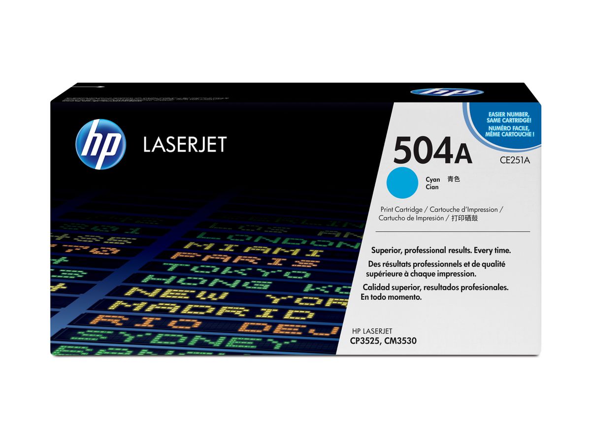 HP 504A toner LaserJet cyan authentique