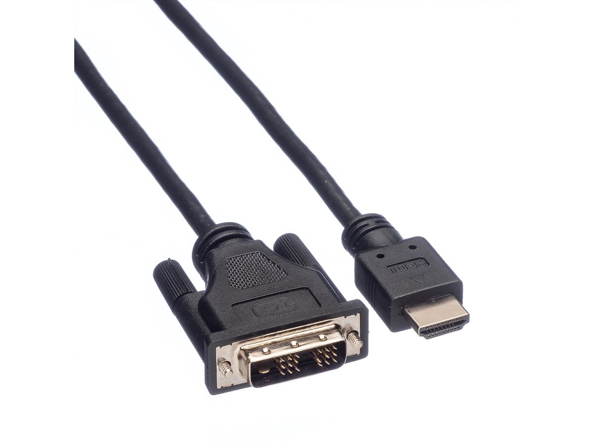 ROLINE Câble de raccordement pour écran DVI (18+1) M /HDMI M, noir, 10 m