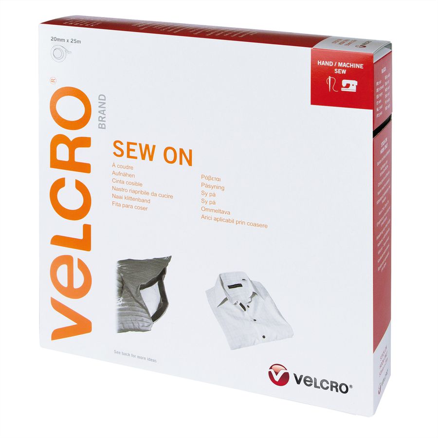 VELCRO® Crochets & velours 20mmx25m noir, bande à coudre