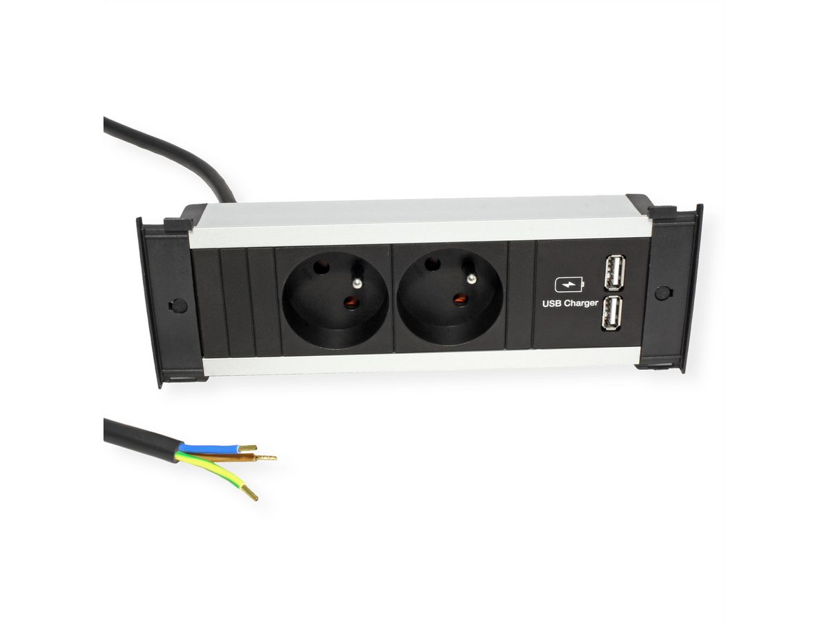 BACHMANN KAPSA S 2xUTE 1xUSB courant 2,0m CEE7/7