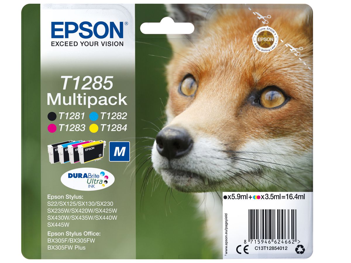 Epson Multipack "Renard" (T1285) - Encre DURABrite Ultra N, C, M, J