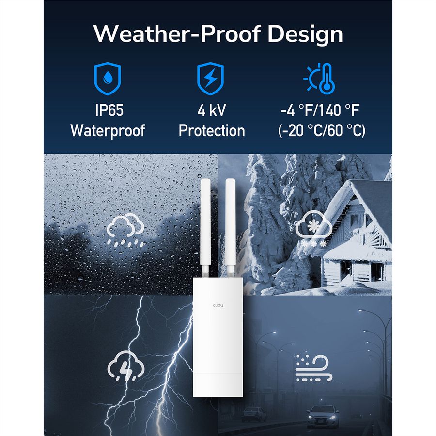 CUDY LT500 Outdoor 4G Routeur WiFi, LTE Cat4 AC1200