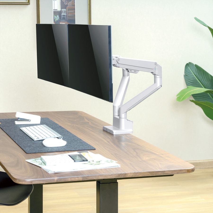 ROLINE Support double LCD, fixation sur bureau, vérin à gaz, 5 articulations, 17-23", jusqu'à 2x 9 kg, argent