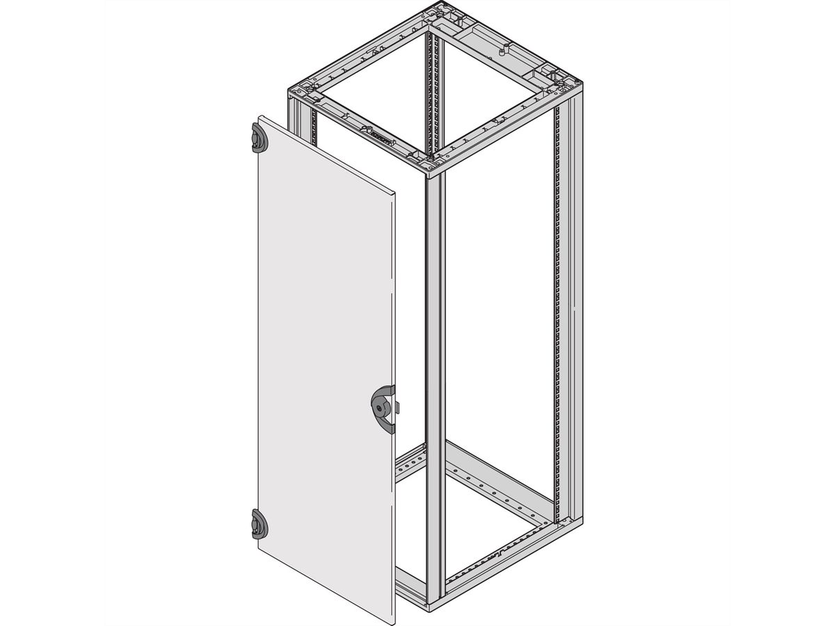 Porte en acier Novastar SCHROFF, Angle d'ouverture à 180°, RAL 7035, 6 U 553W